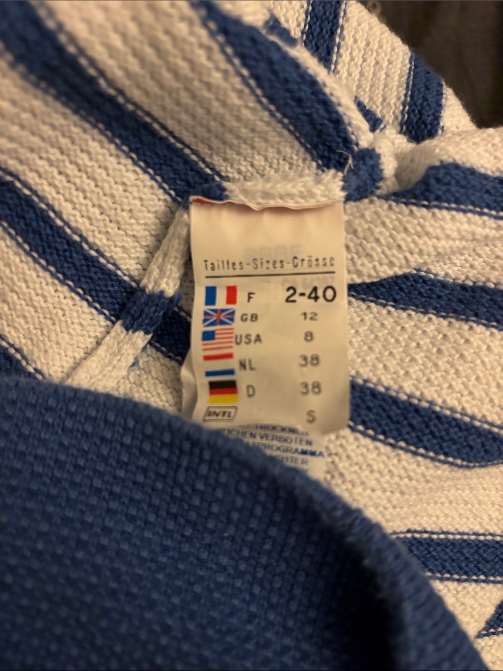 SAINT JAMES BREHAT Cotton V-neck Sweater Nautical Stripe Size 8 Made in France - Picture 5 of 7